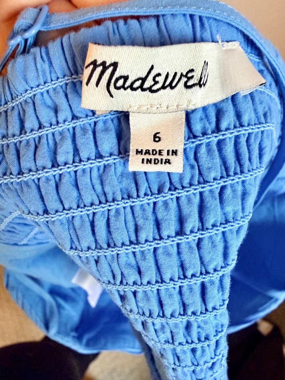 Madewell Blue Pleated Crop Top NWOT  Coastal Cowgirl Size 6 - Picture 4 of 10